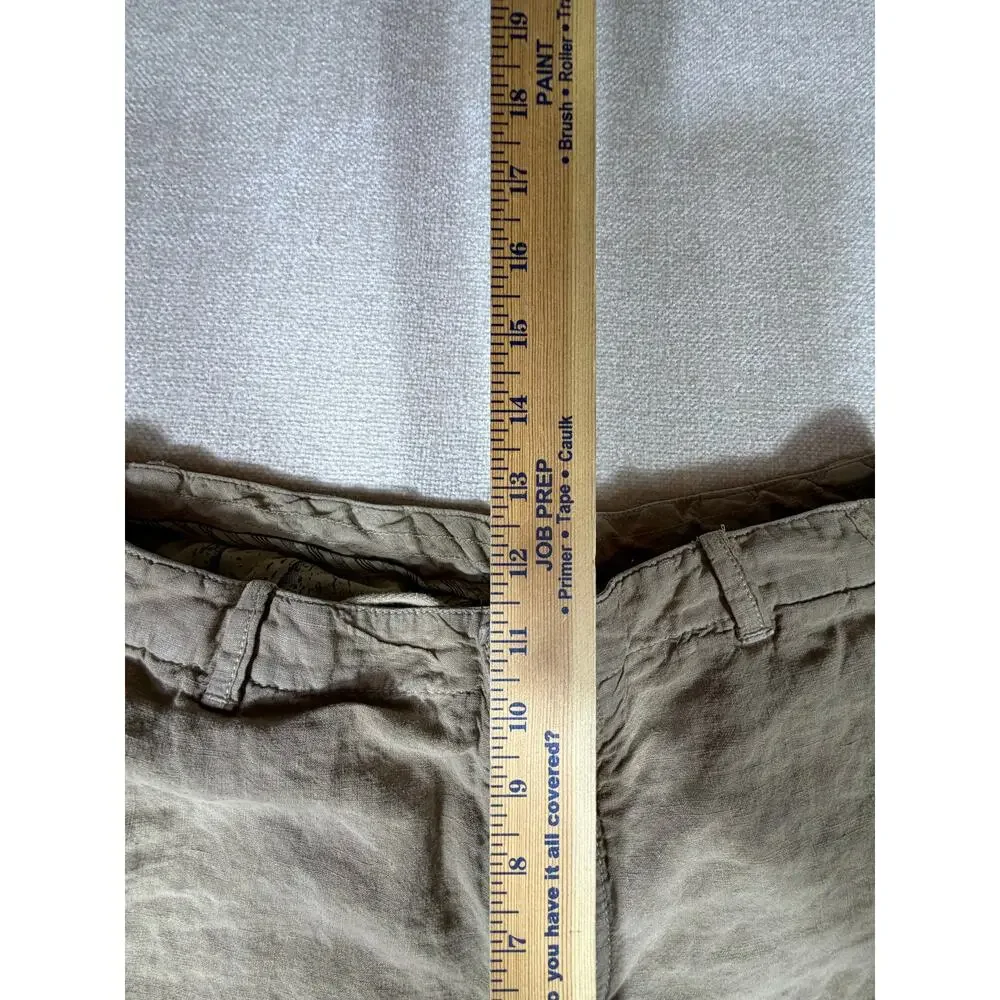 Baird McNutt Men Tan 38x32 100% Linen Button Fly Flat Front Pants Casual Summer